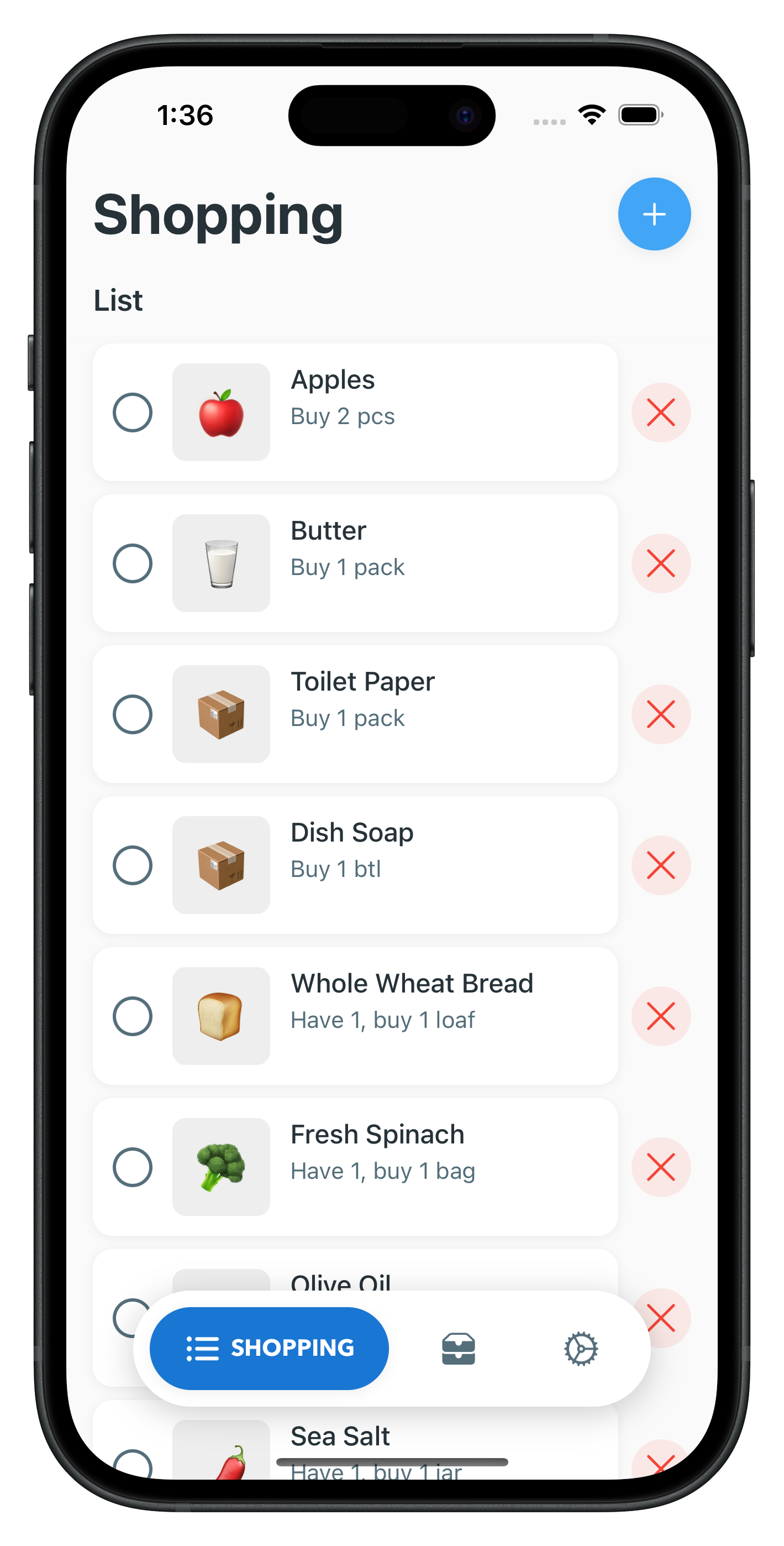Smart shopping list feature